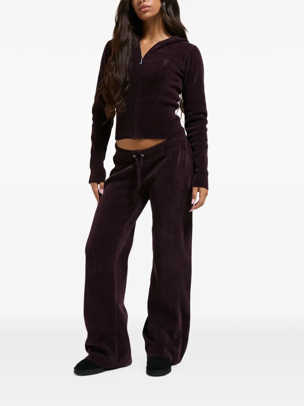 Juicy Couture Hoodie met geborduurd logo en rits Paars