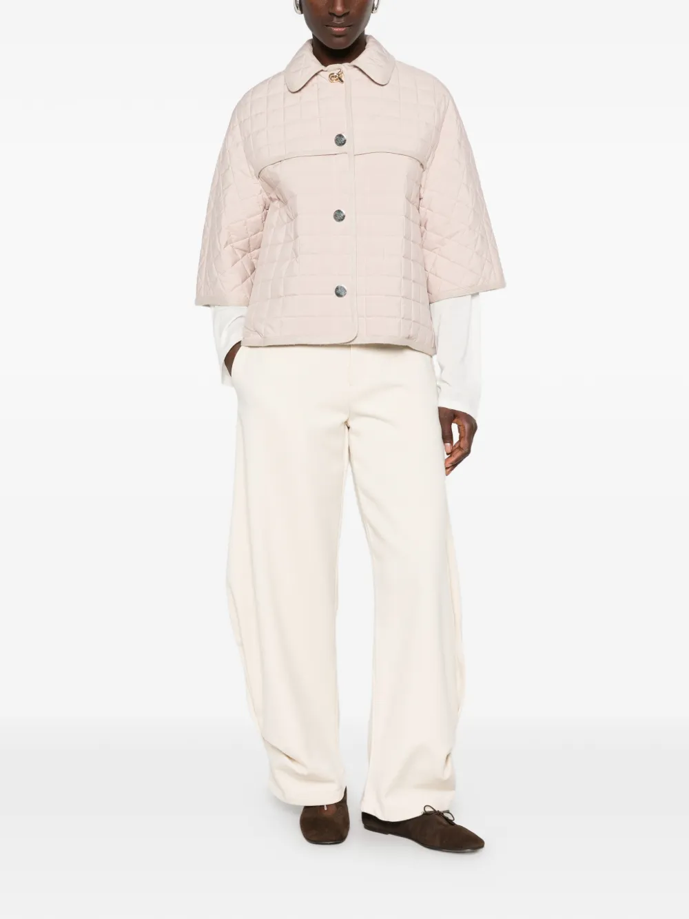 Fabiana Filippi Gewatteerde jack met korte mouwen Beige