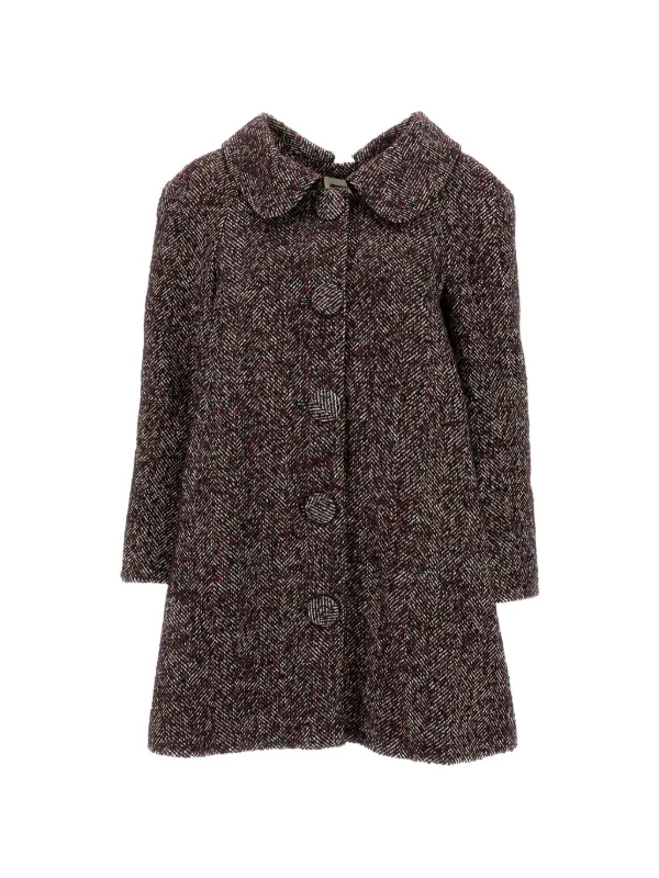Shushu/Tong Herringbone-pattern Buttoned Coat in Brown