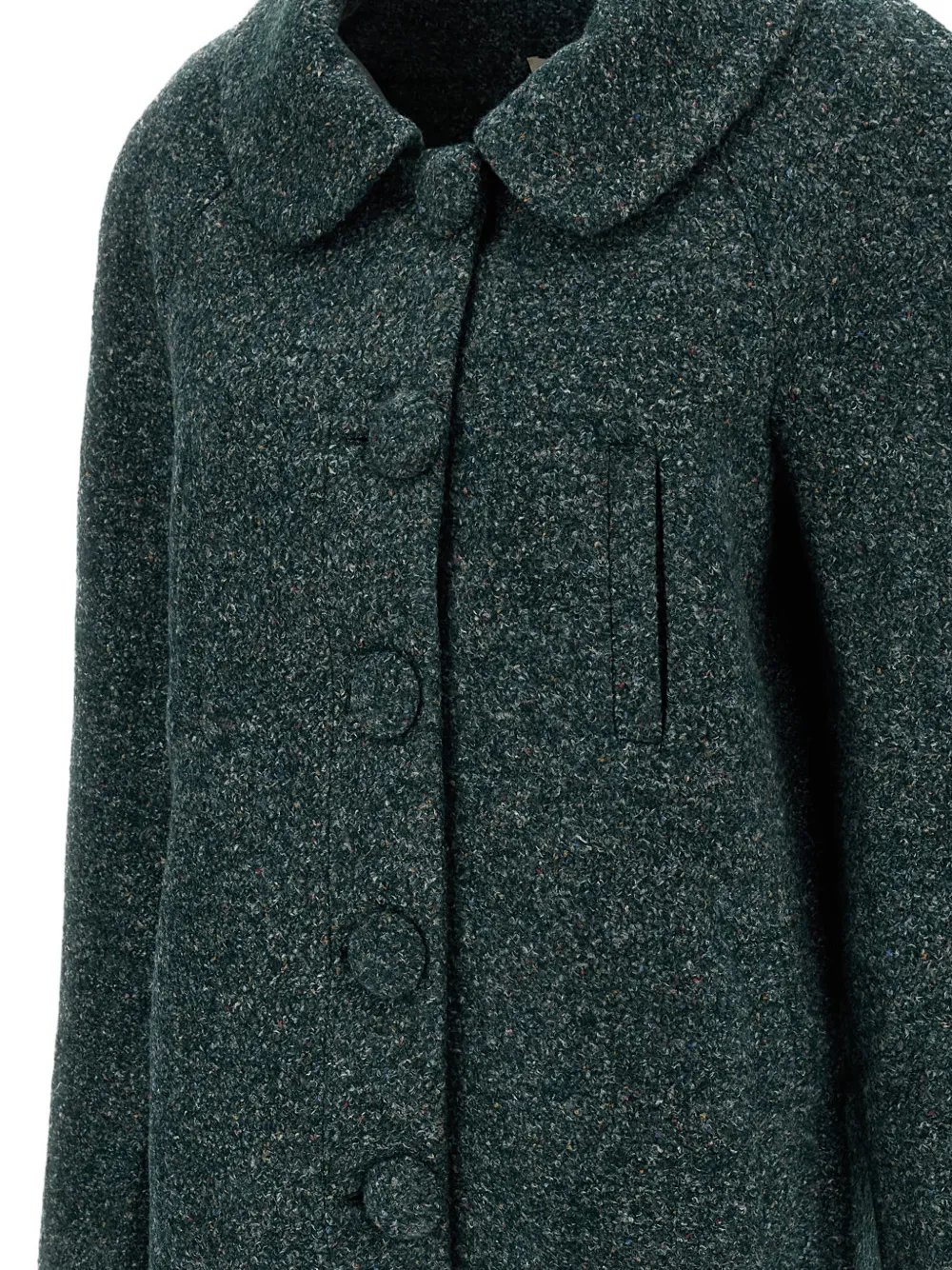 Shushu/Tong Bouclé Single-breasted Coat in Green, view 3