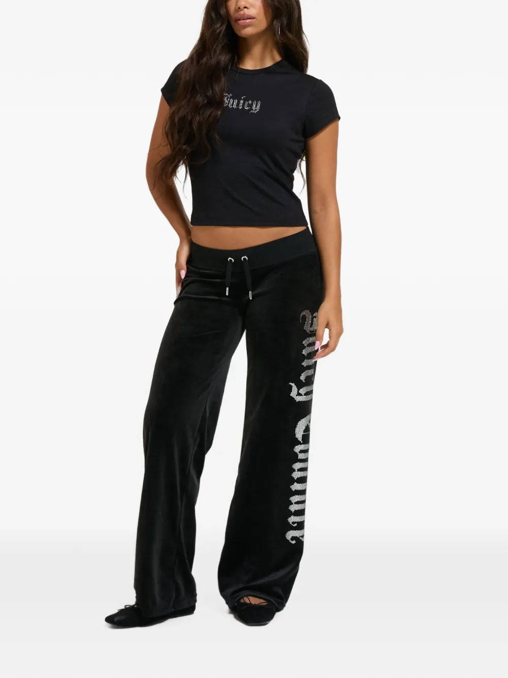 Juicy Couture Old Gothic T-shirt met stras Zwart