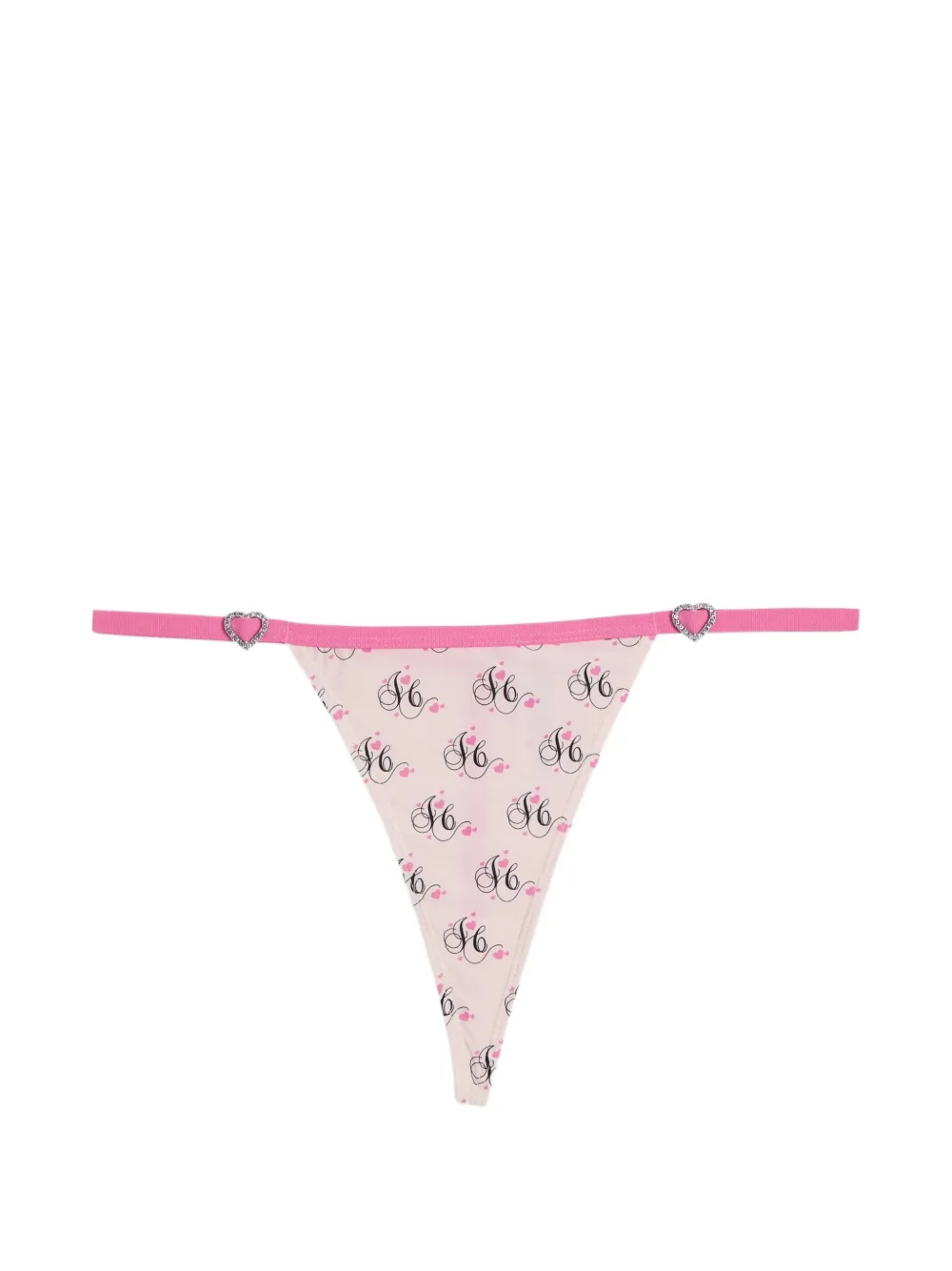 Juicy Couture Drie strings met logo-print en kristallen hart Beige