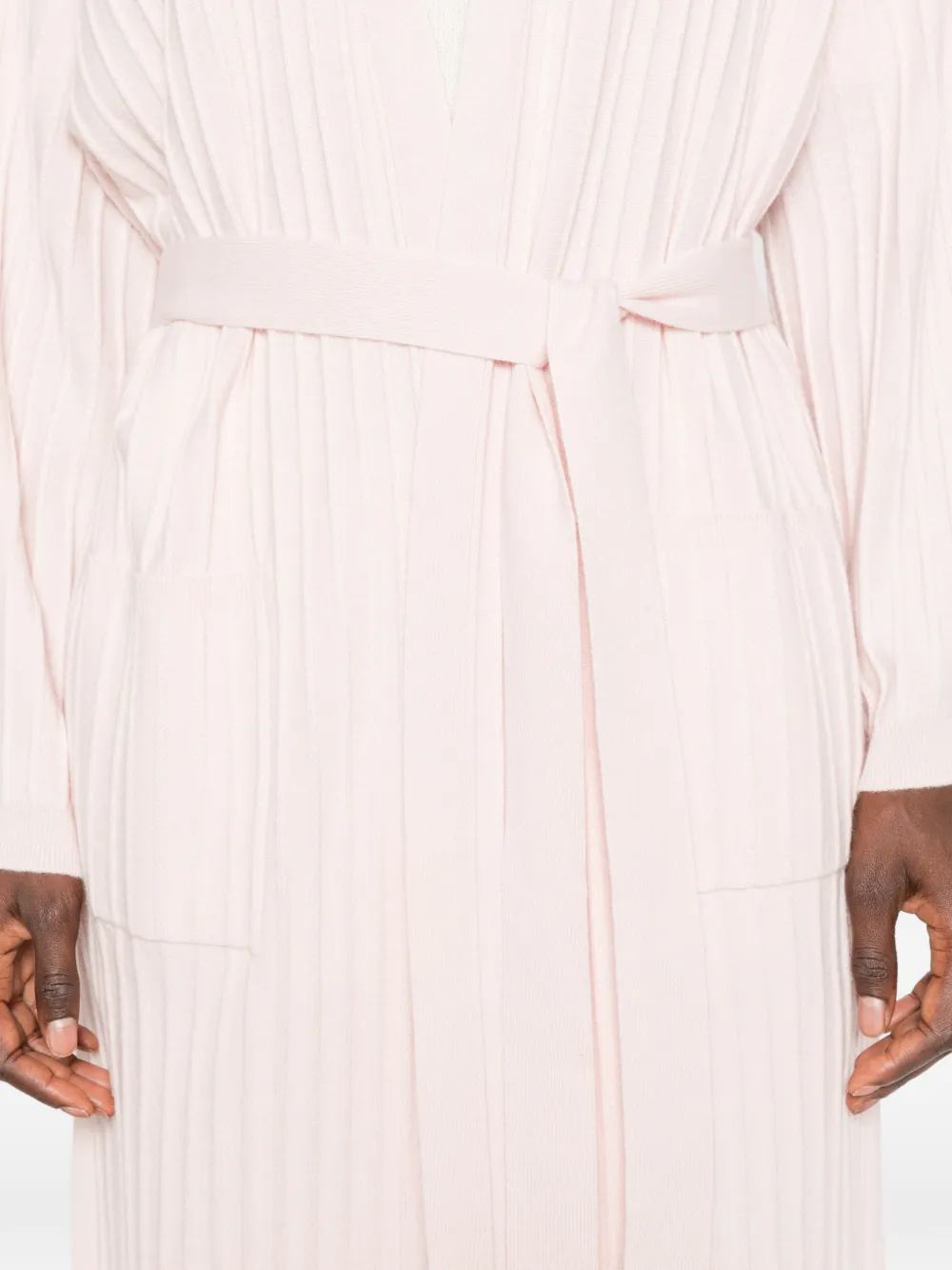 Fabiana Filippi ribbed belted cardigan Roze