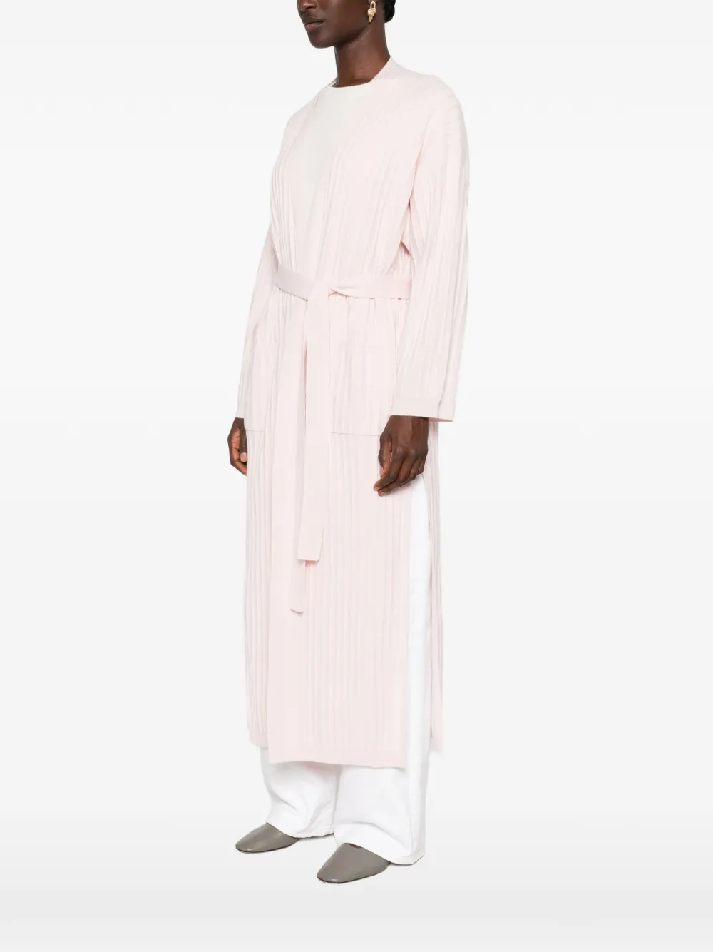 Fabiana Filippi ribbed belted cardigan Roze