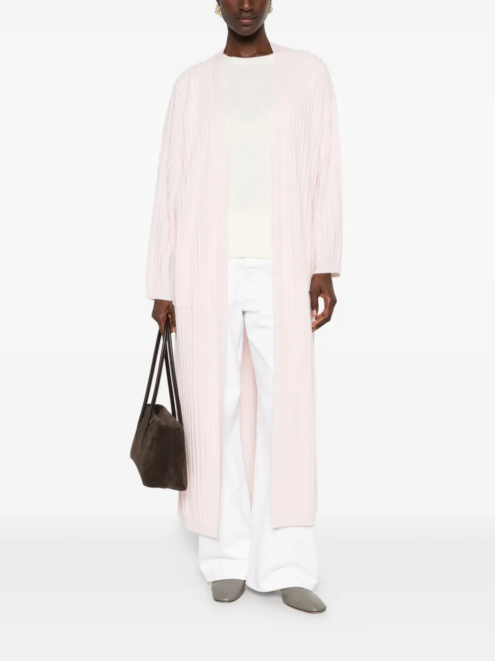 Fabiana Filippi ribbed belted cardigan Roze