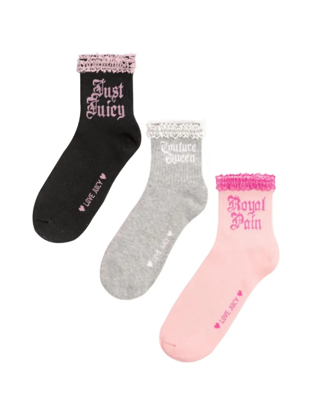 Juicy Couture lace-trim socks (set of three) - Rosa