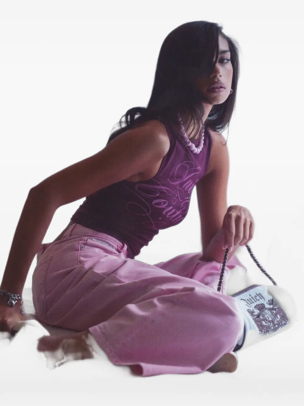 Juicy Couture Tanktop met logoprint Paars