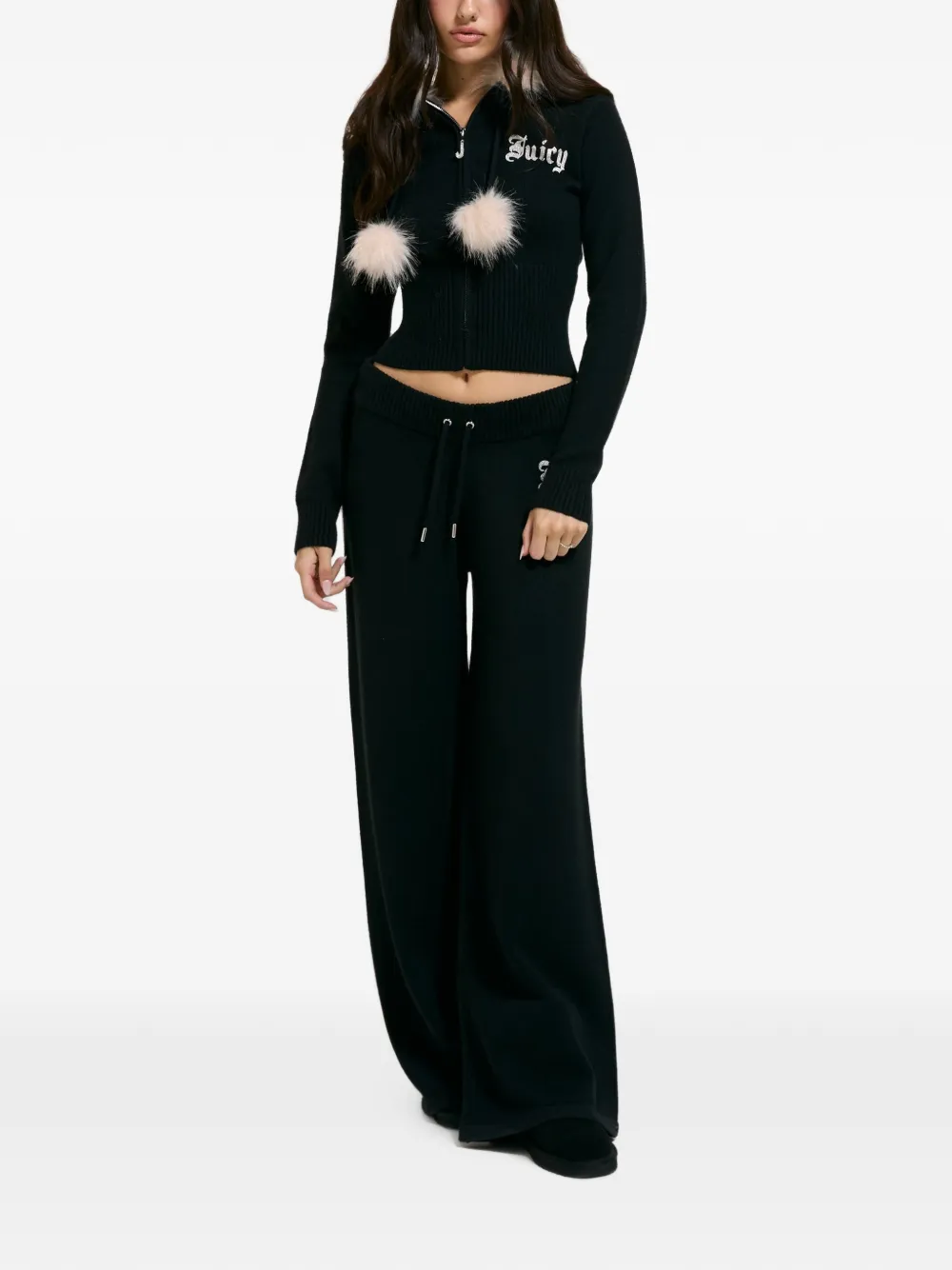 Juicy Couture Hoodie met logo van stras Zwart