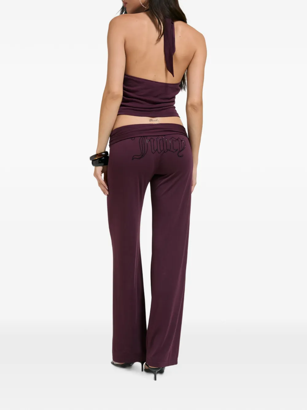 Juicy Couture Broek met rechte pijpen ceintuur en verfraaid met stras Paars