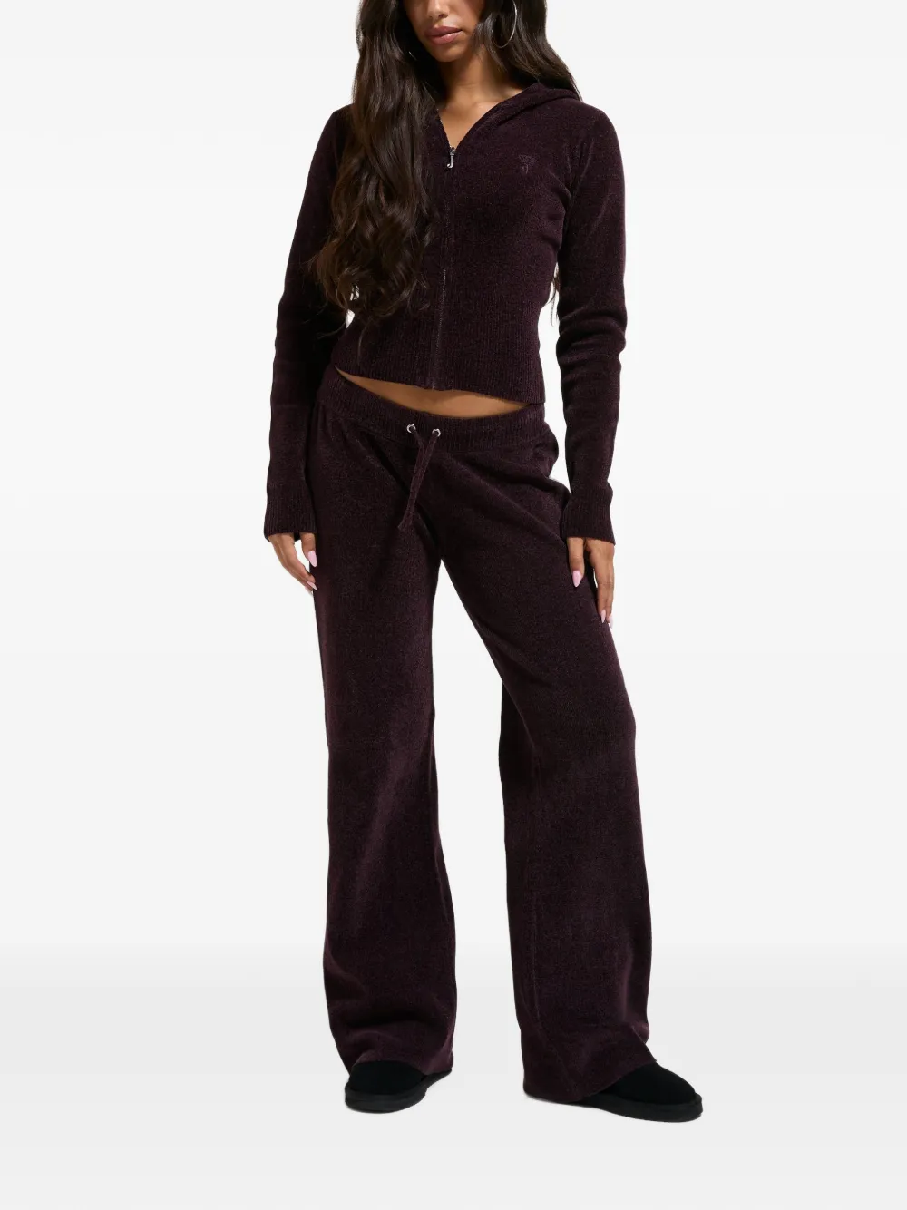 Juicy Couture knit embroidered-logo straight-leg trousers Paars