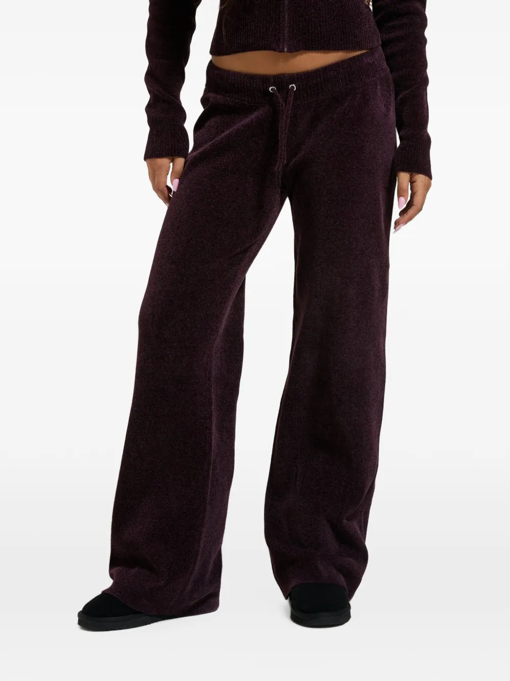 Juicy Couture knit embroidered-logo straight-leg trousers Paars