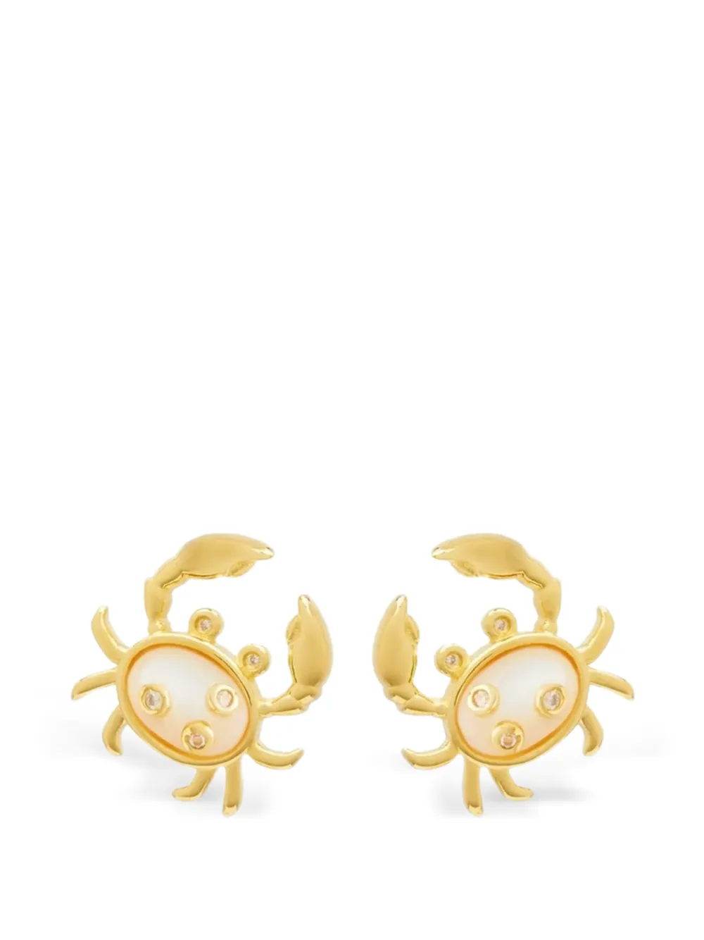 Eshvi mother-of-pearl crab stud earrings - Gold