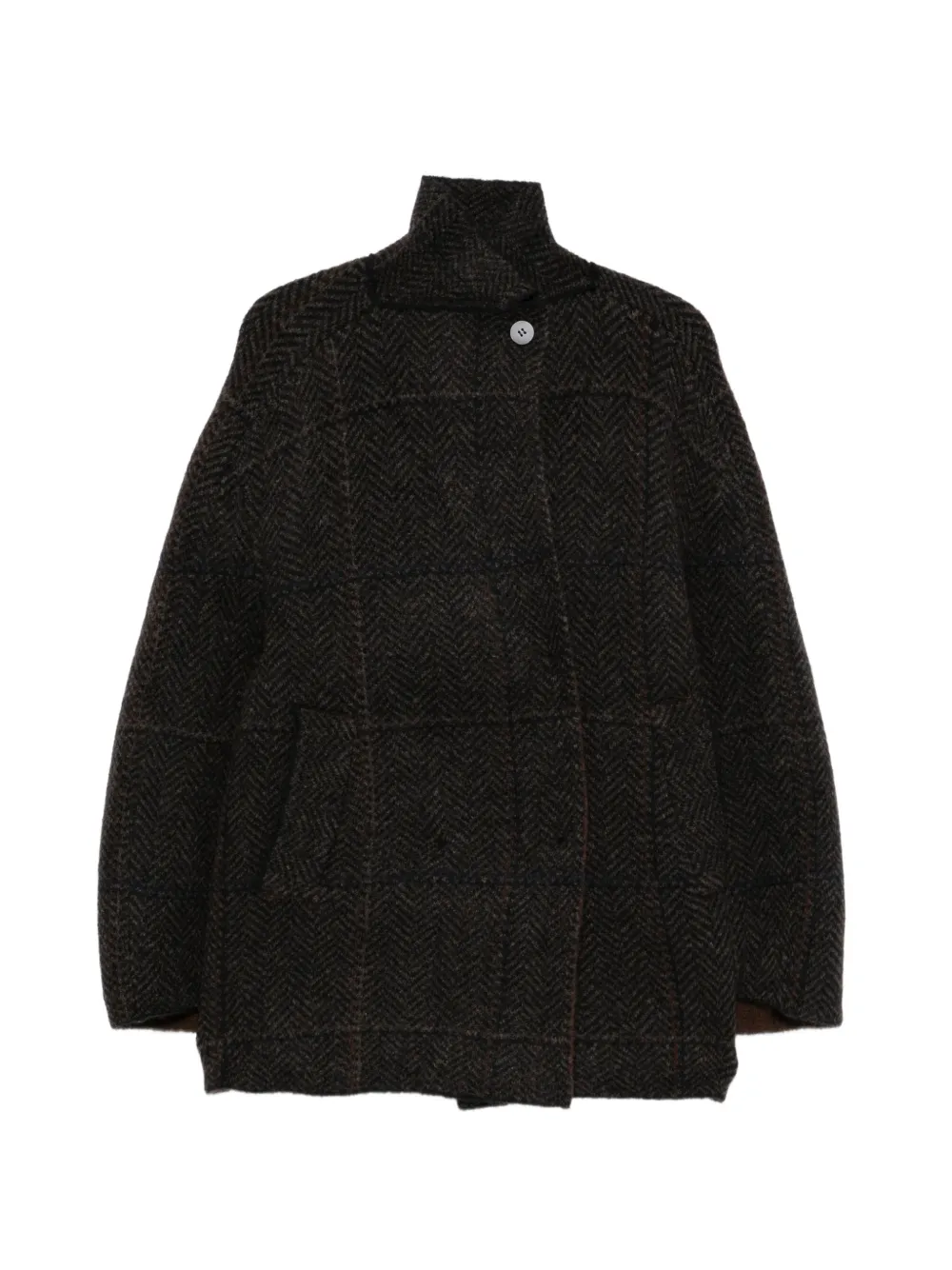 Boboutic herringbone-knit funnel-neck jacket