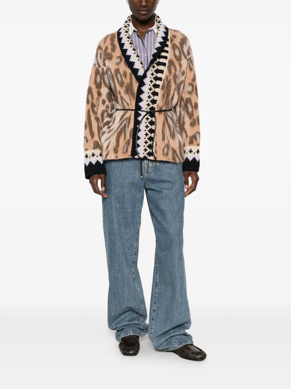 Forte Vest met luipaard-print en ceintuur Beige