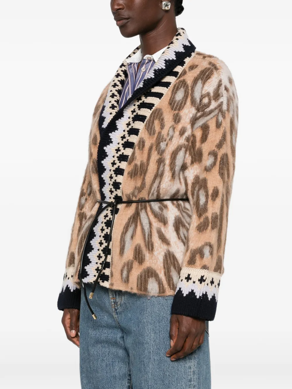 Forte Vest met luipaard-print en ceintuur Beige