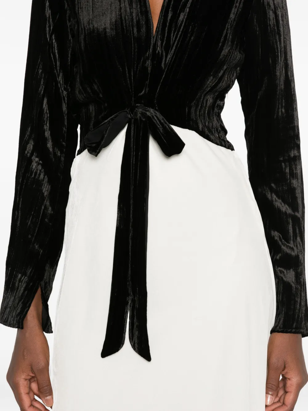 Forte crushed-velvet tie-front dress Wit