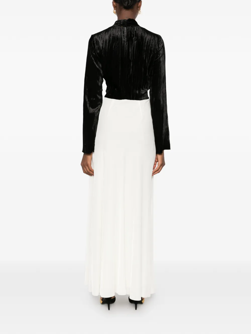 Forte crushed-velvet tie-front dress Wit