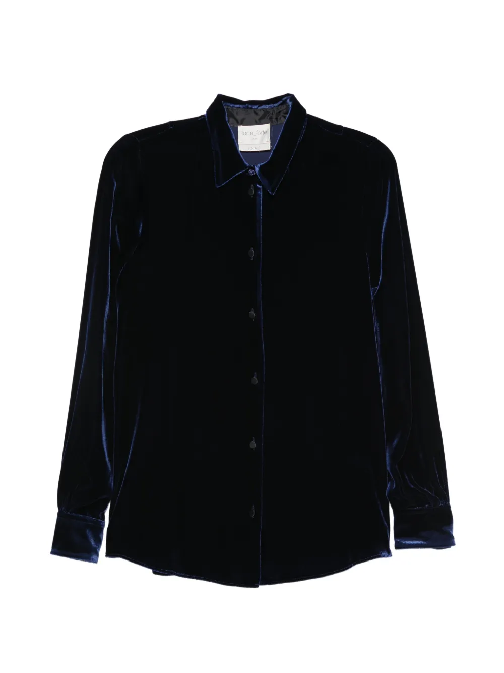 Forte Fluwelen blouse met lange mouwen Blauw