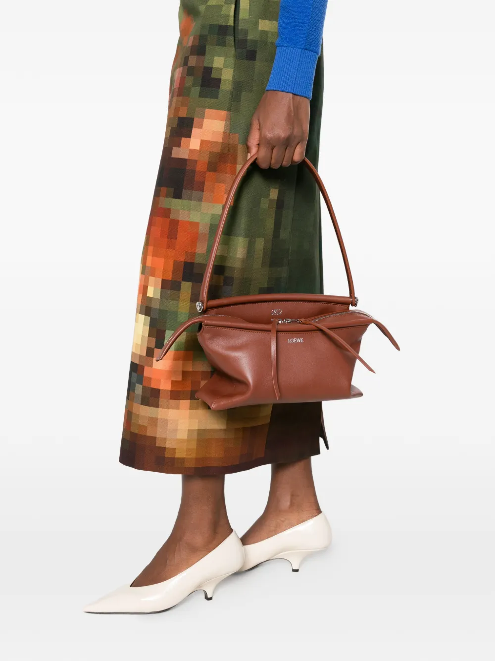 LOEWE Whisker kleine leren shopper Bruin