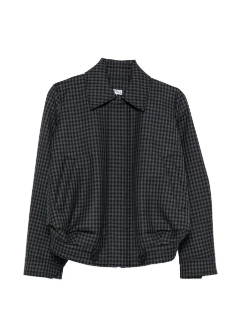 LOEWE gingham-check leather-patch jacket