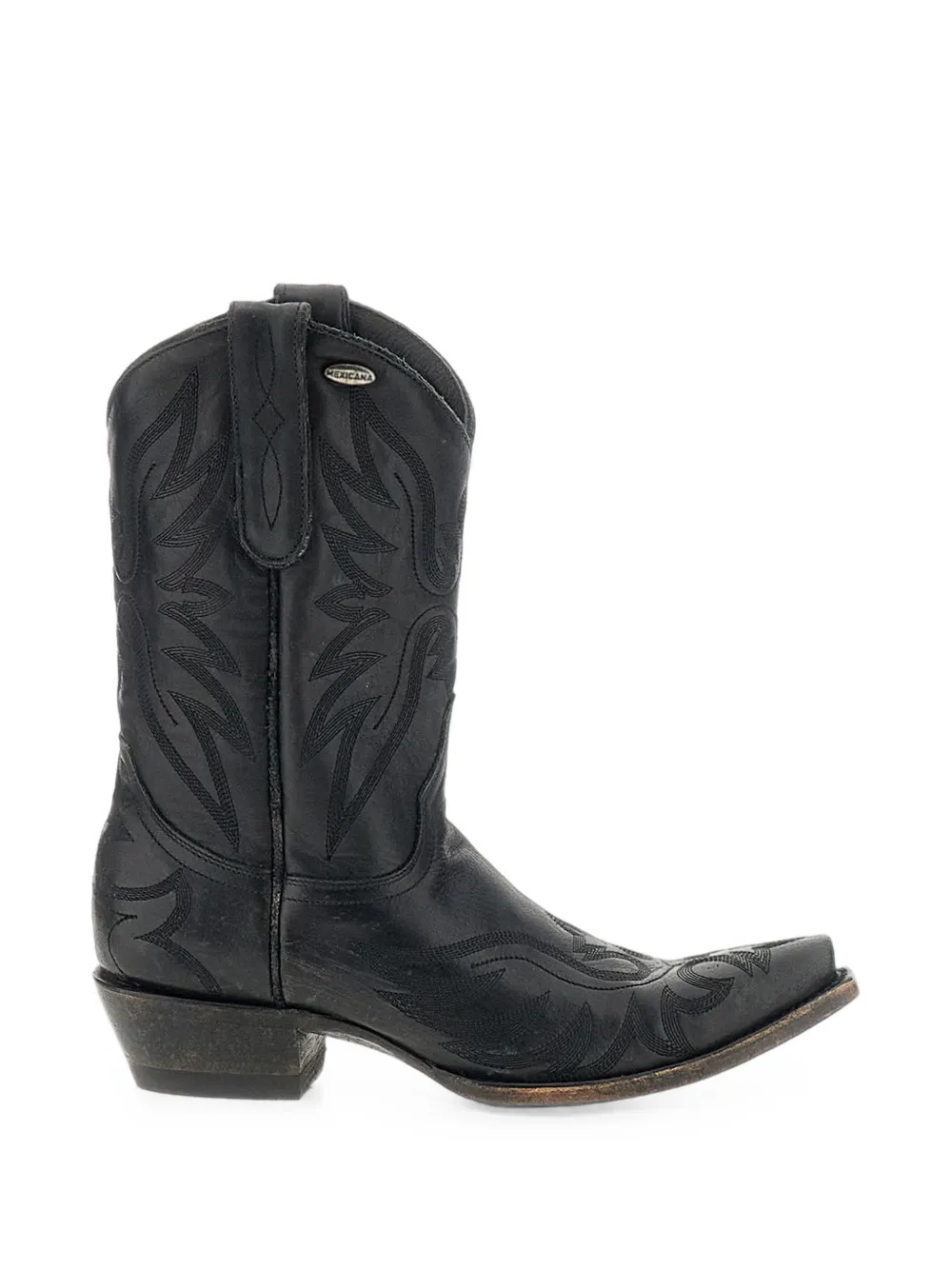 Mexicana Aguila Mex 10 Embroidered Leather Ankle Boots In Black