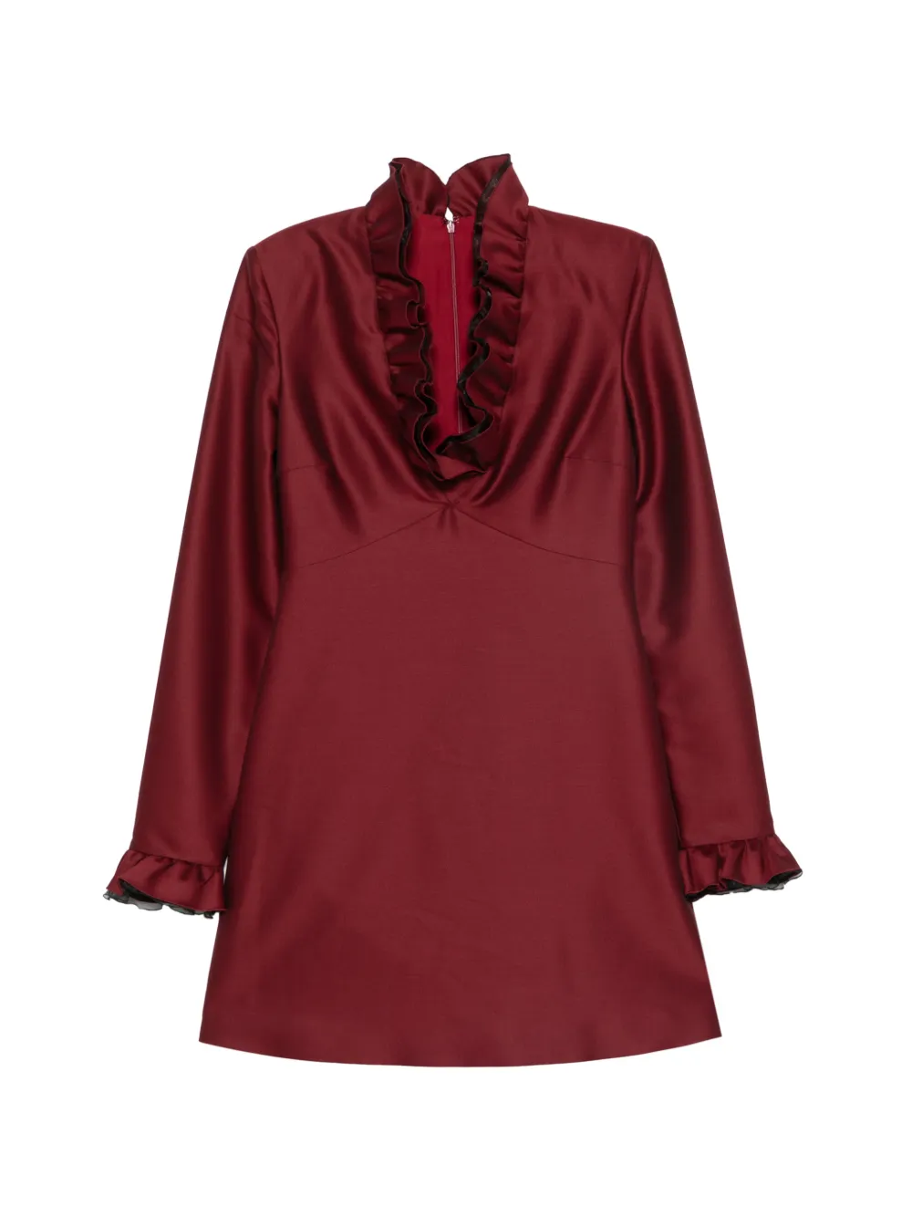 Alberta Ferretti ruffled long-sleeve mini dress Rood