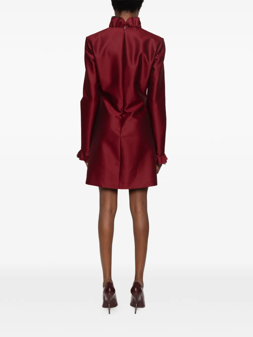 Alberta Ferretti ruffled long-sleeve mini dress Rood