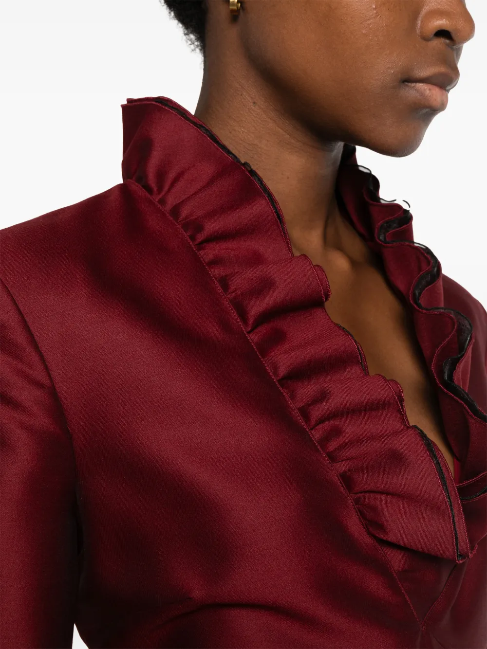 Alberta Ferretti ruffled long-sleeve mini dress Rood