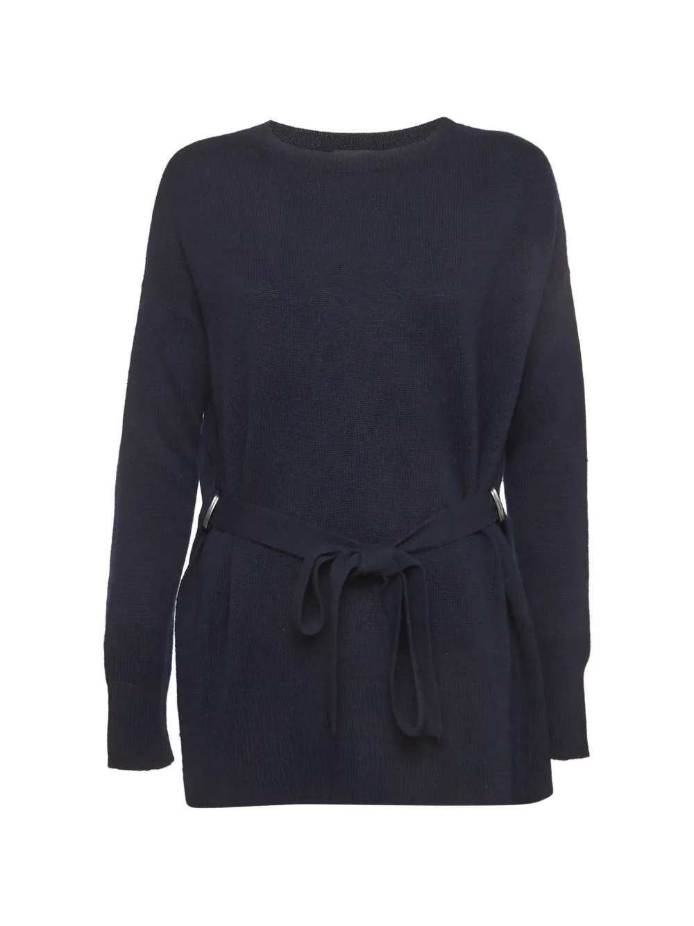Pre-owned Theory Karenia Self-tie Belt Sweater In Blue