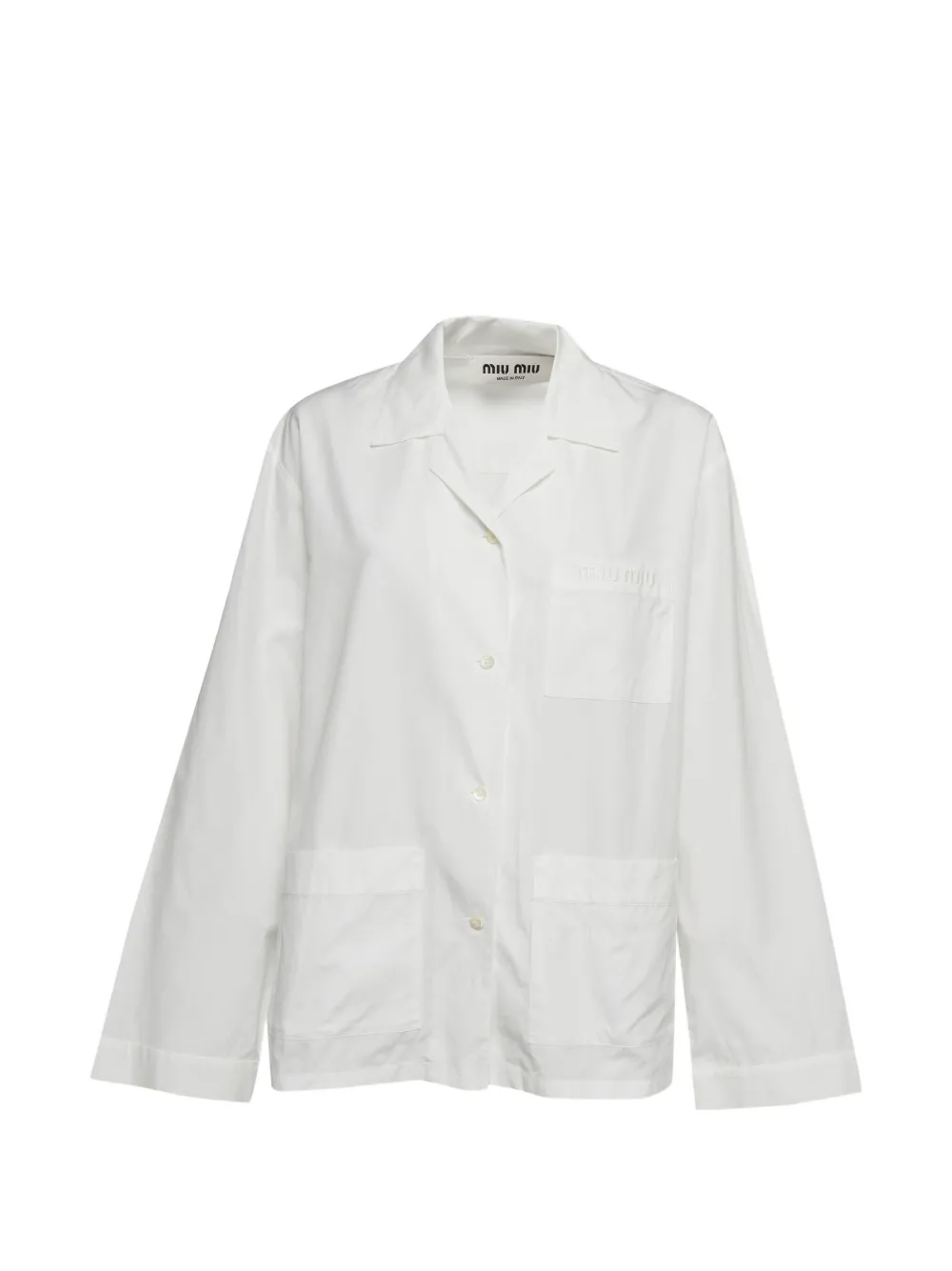 Miu Miu Pre-Owned chemise à logo brodé (2024) - Blanc Miu Miu Pre-Owned chemise à logo brodé (2024) - Blanc