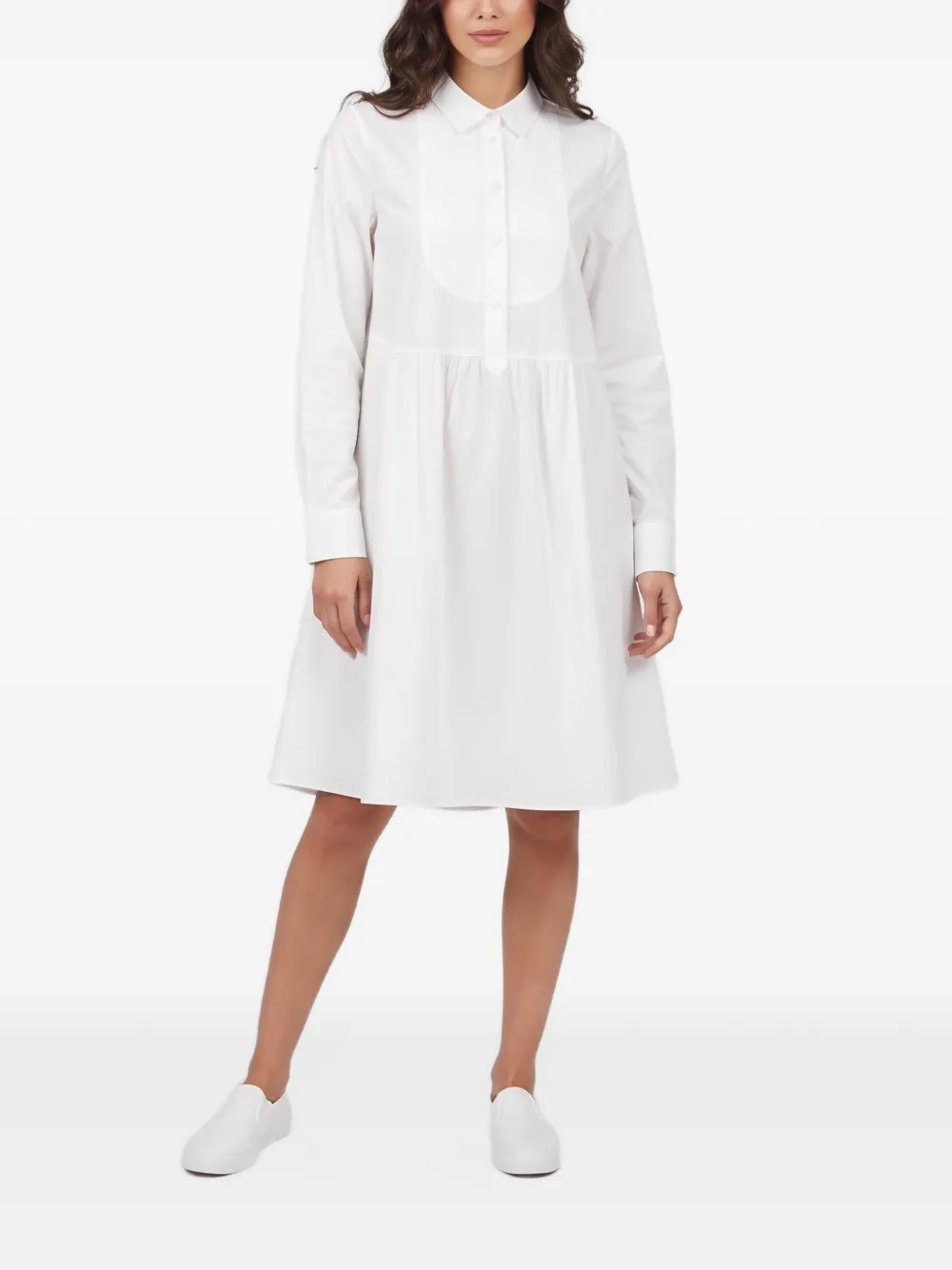 Christian Dior Pre-Owned pintuck bib shirt midi dress - Bianco