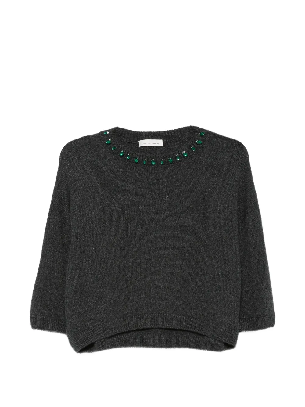 Liviana Conti crystal-embellished knitted sweater - Grigio