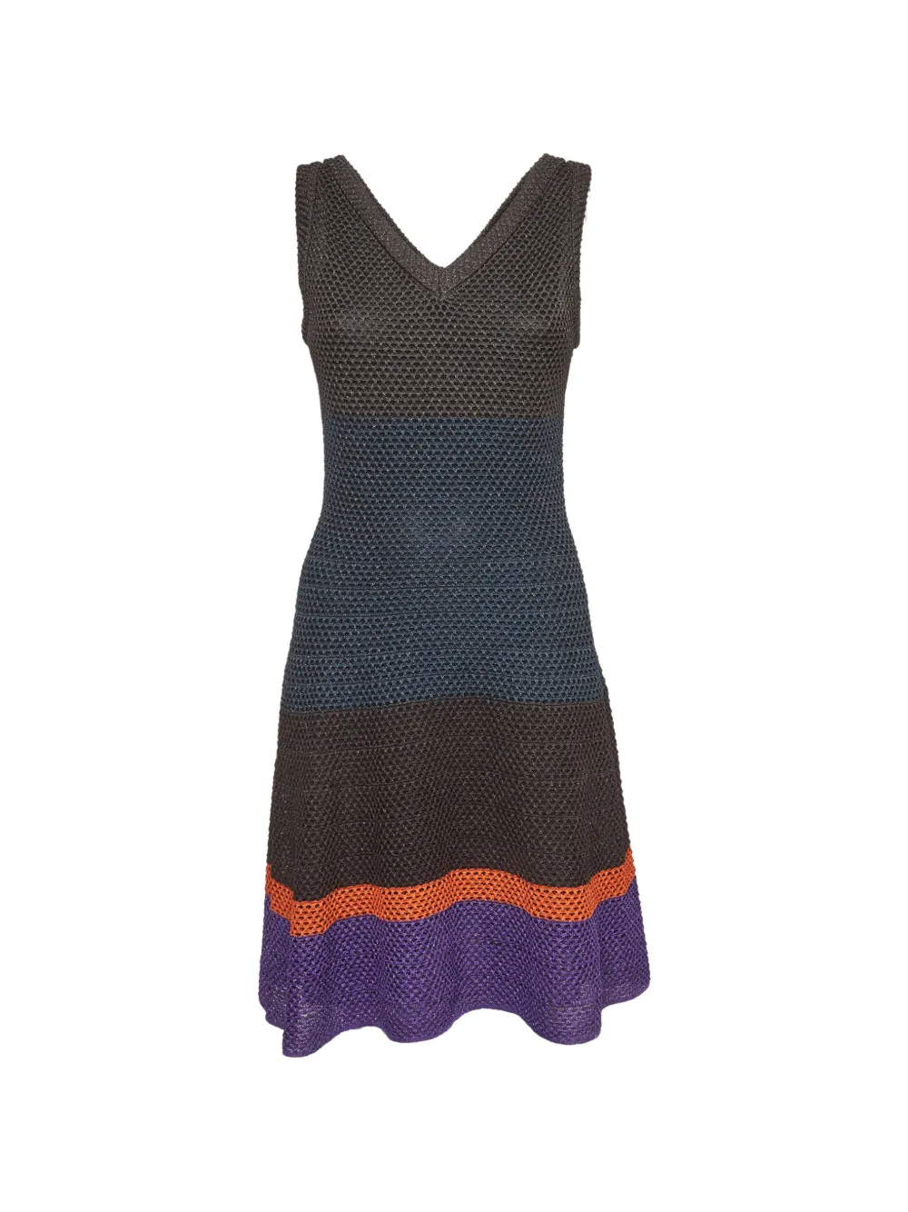 Missoni Pre-Owned robe courte en mesh à rayures - Marron Missoni Pre-Owned robe courte en mesh à rayures - Marron