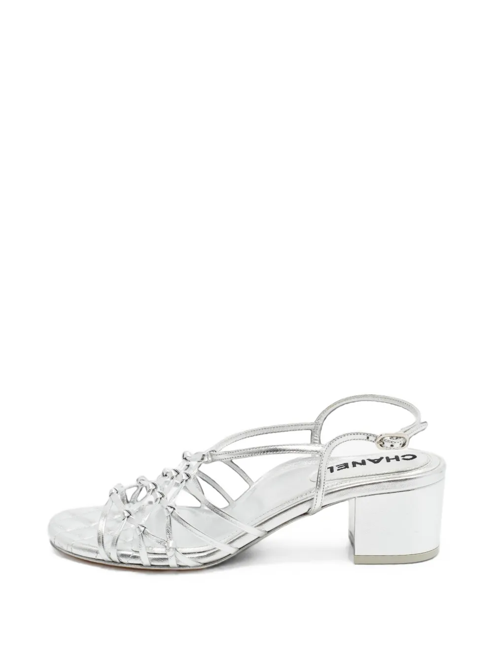CHANEL Pre-Owned strappy block-heel sandals - Argento