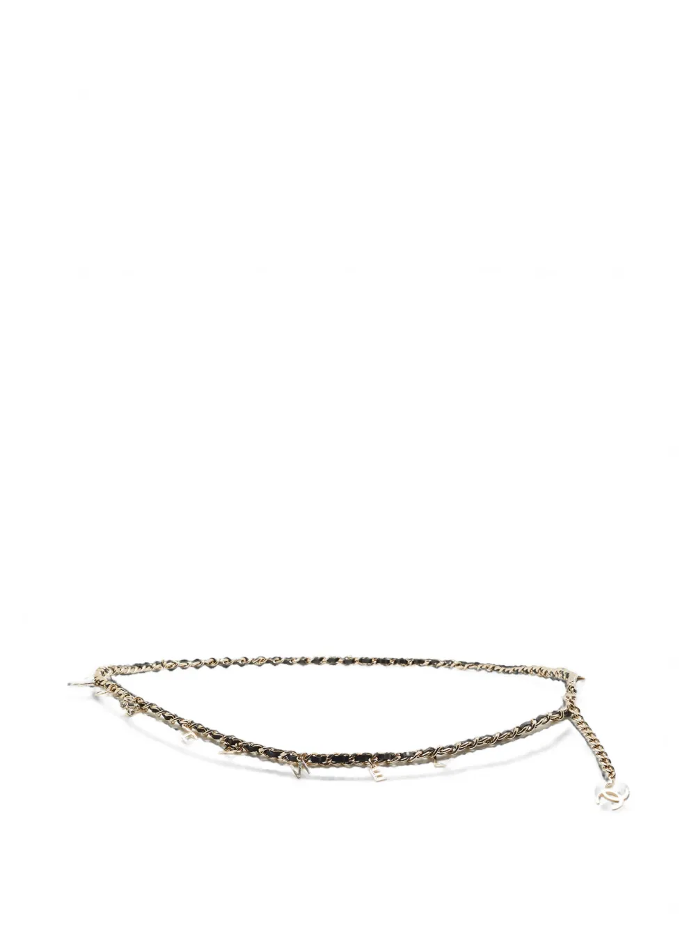 CHANEL Pre-Owned logo charm interwoven chain belt - Oro