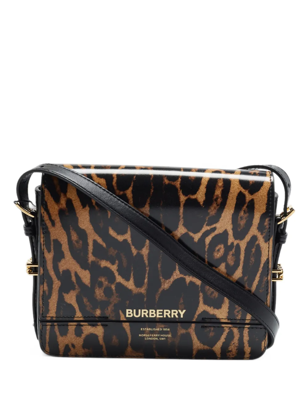 Burberry Pre-Owned small Grace leopard-print cross body bag - Black