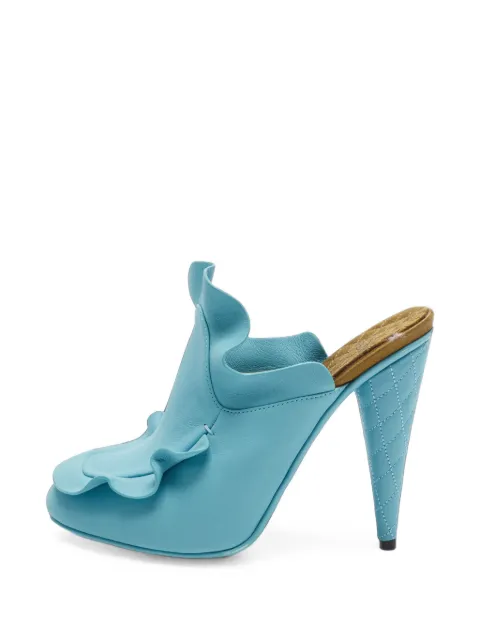 Fendi Pre-Owned ruffle-trim leather heeled mules