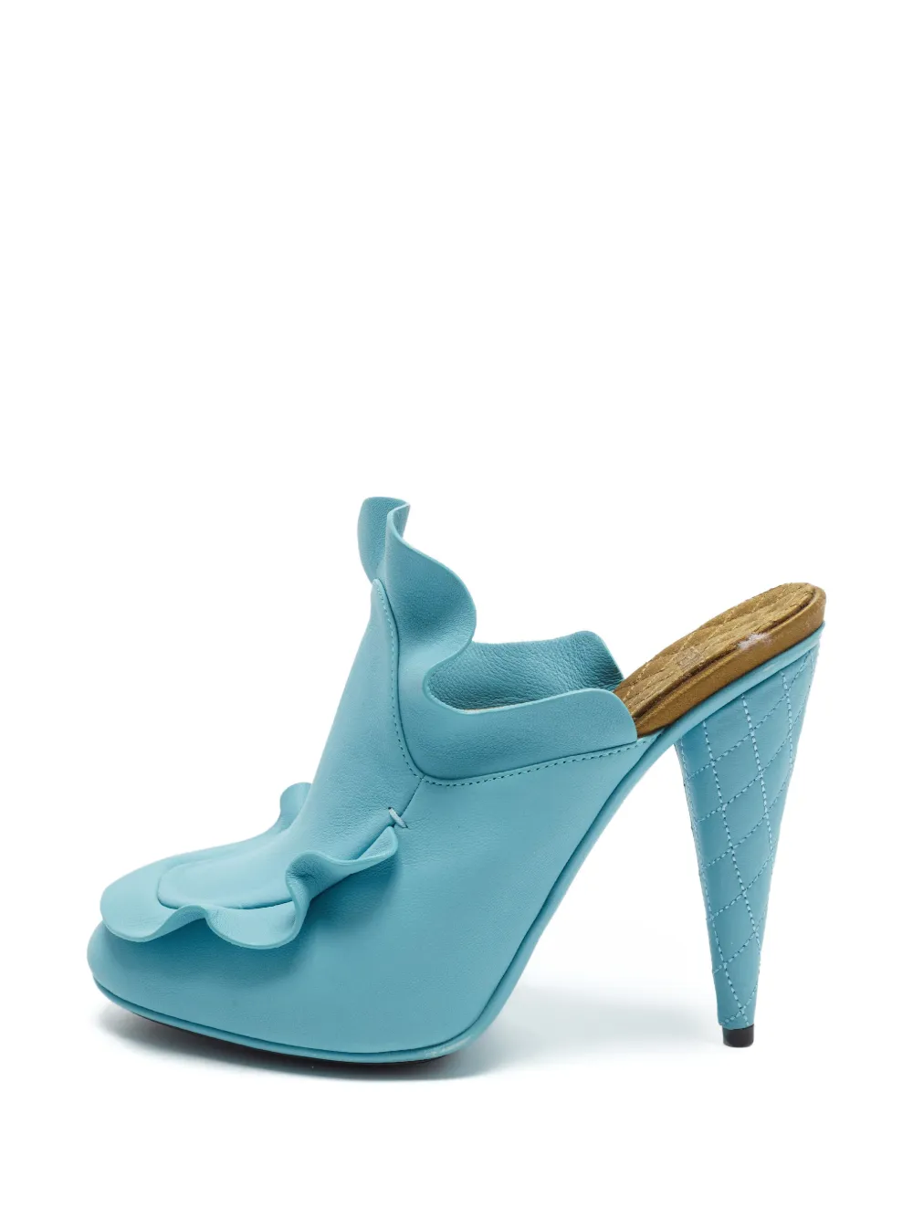 Fendi Pre-Owned mules en cuir à volants - Bleu
