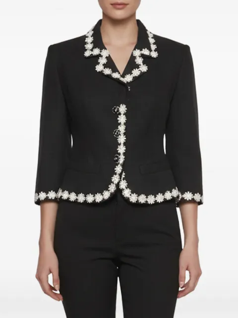 Dolce & Gabbana Pre-Owned basketweave floral-trim blazer