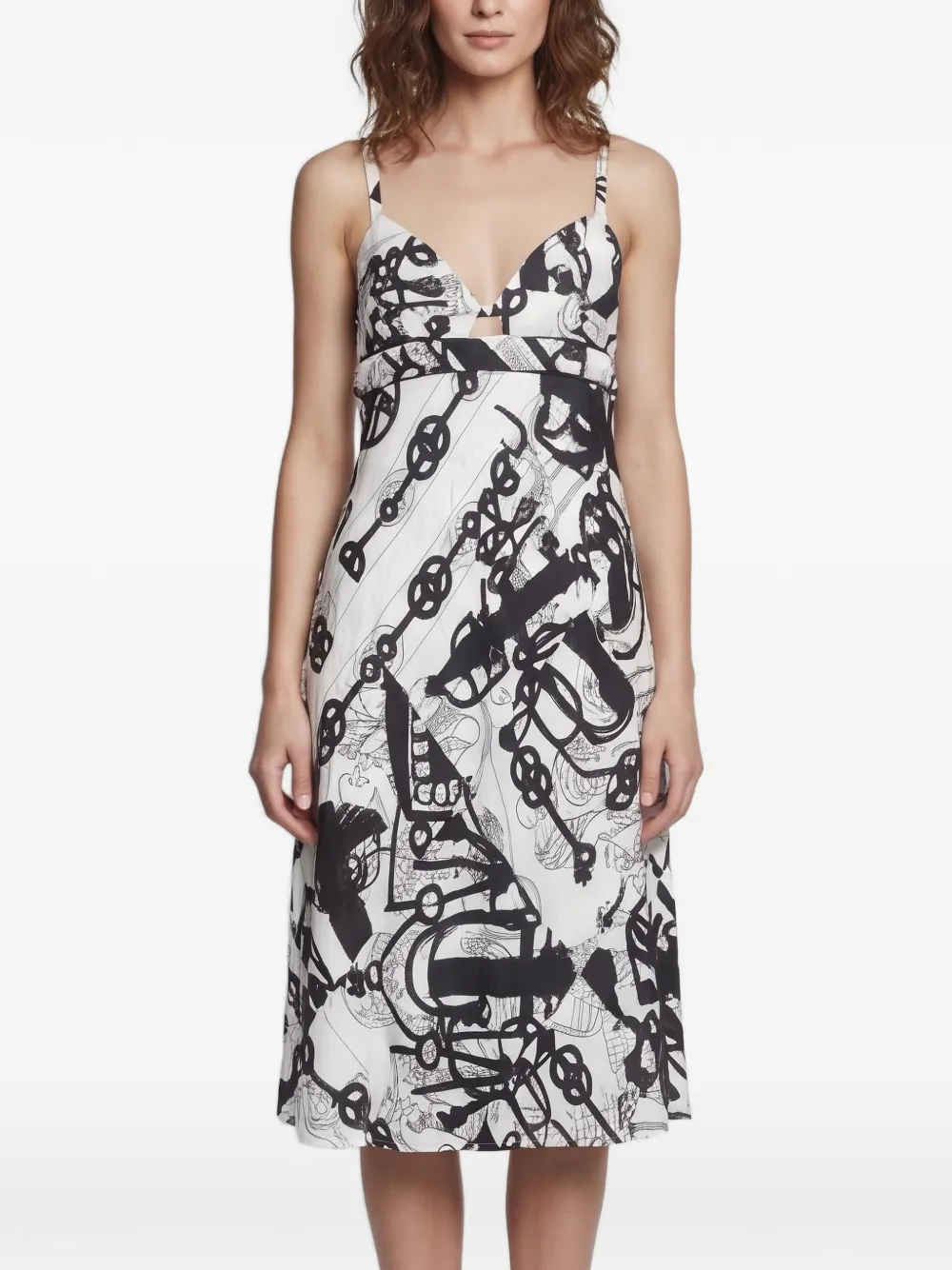 Hermès Pre-Owned 2022 Cliquetis Tattoo Aquarelle midi dress - White