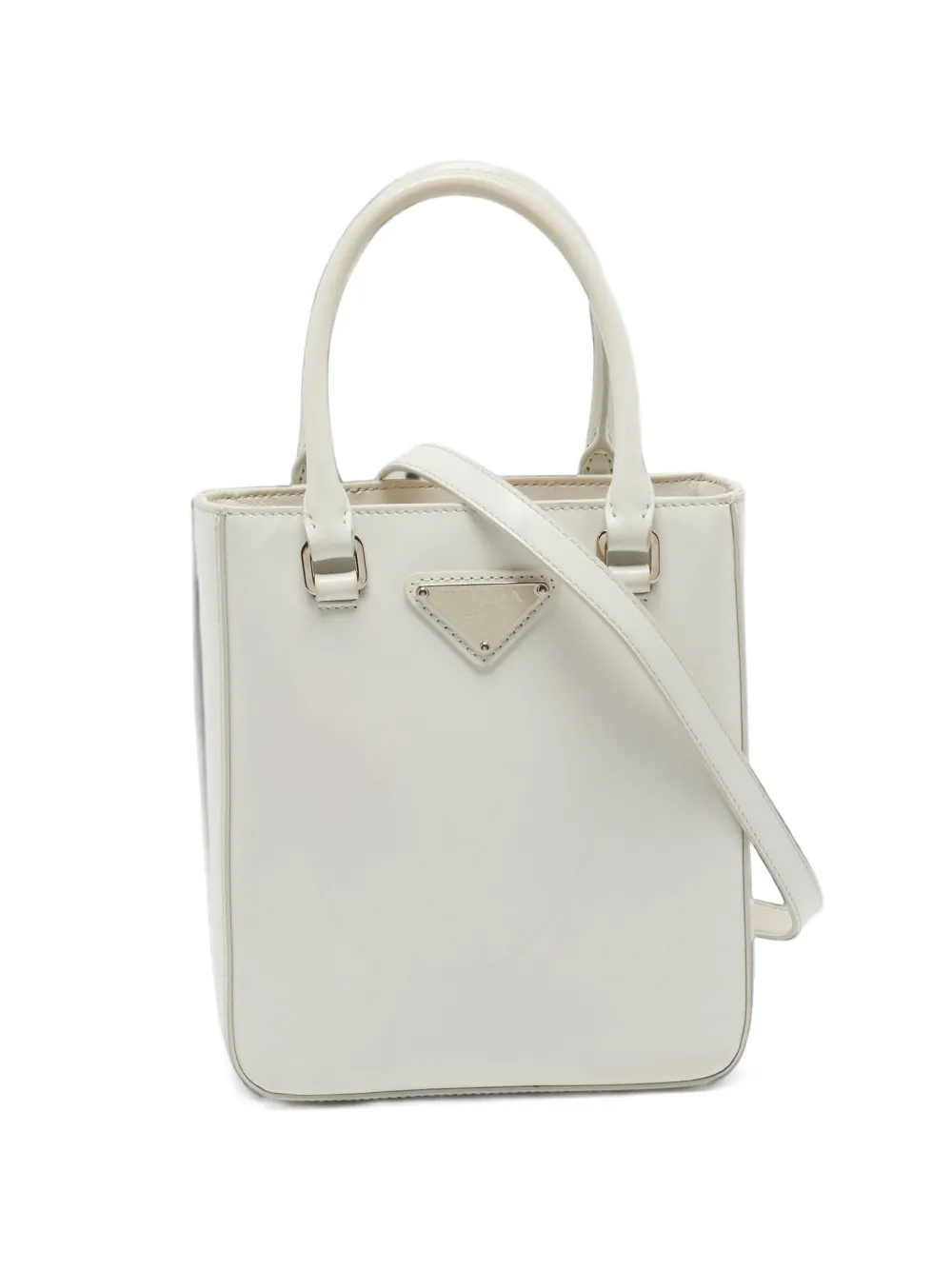 Prada Pre-Owned mini Triangle-logo tote bag - Blanc