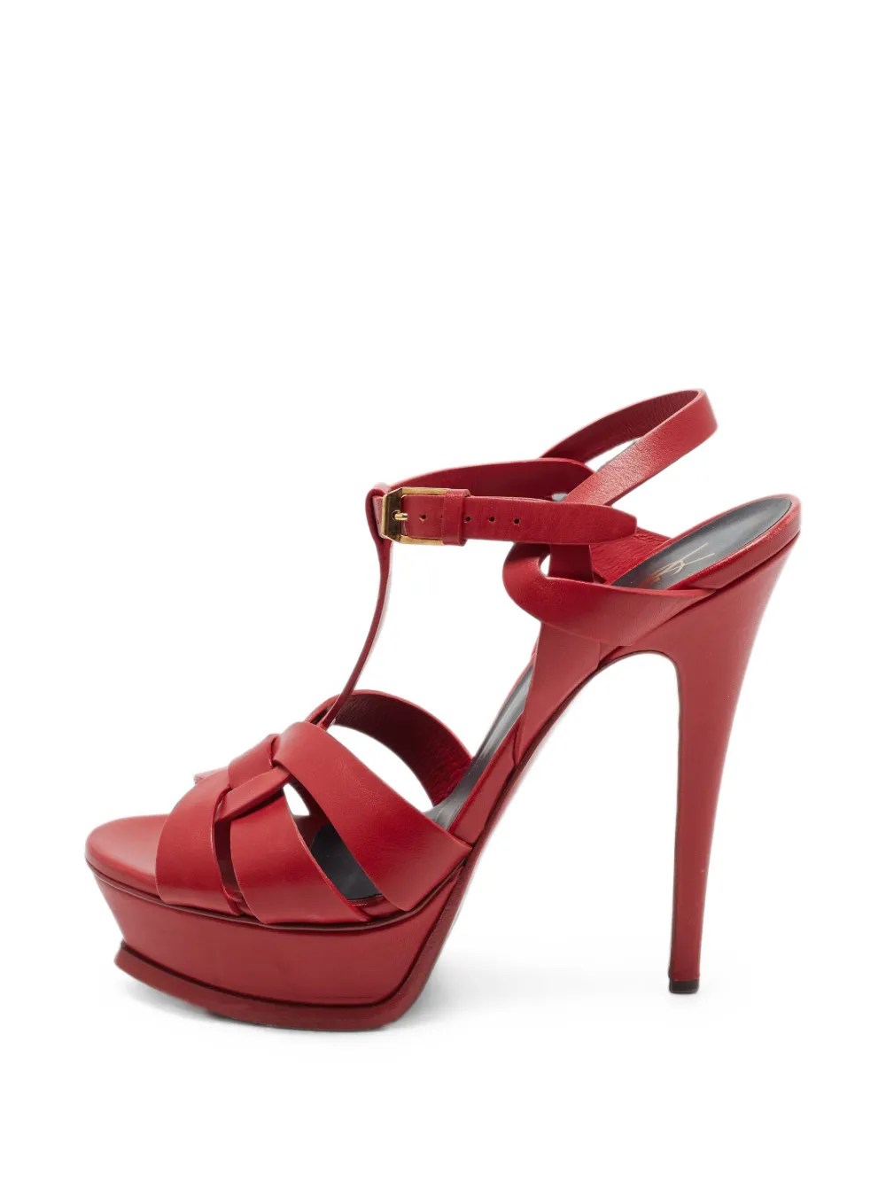 Pre-owned Saint Laurent Tribute Platform Sandals In Red