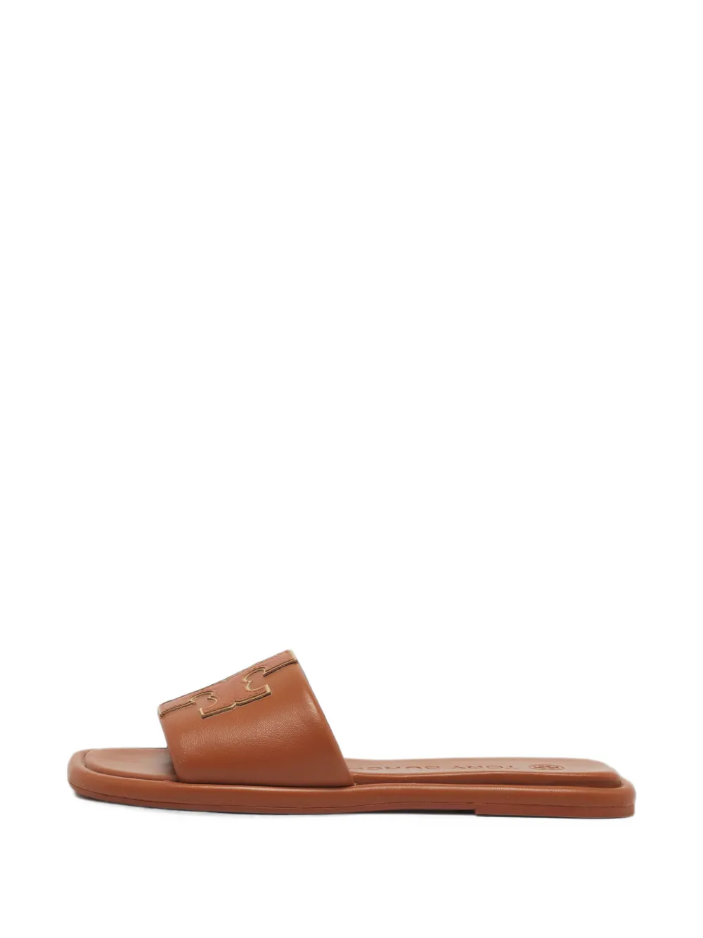 Tory Burch Double T Sandalen mit Logo-Patch - Braun