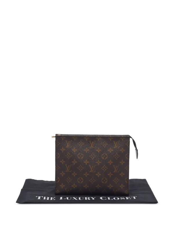 Louis Vuitton Pre-Owned zip-up Monogram Clutch Bag | Brown | FARFETCH