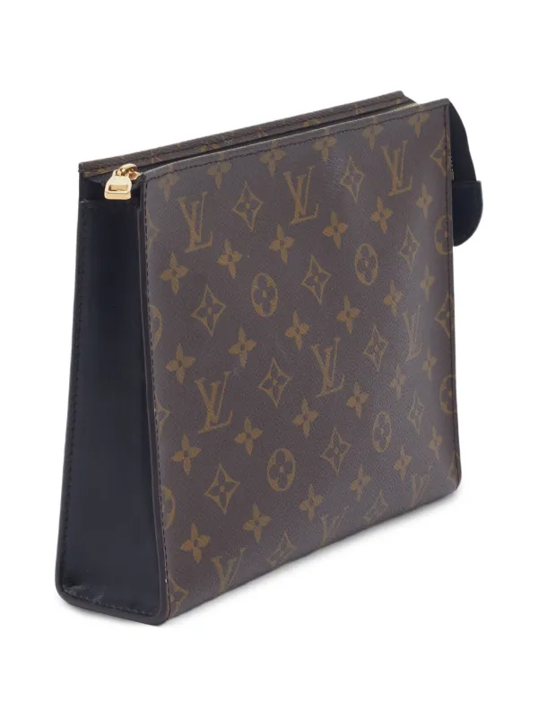 Louis Vuitton Pre-Owned zip-up Monogram Clutch Bag | Brown | FARFETCH