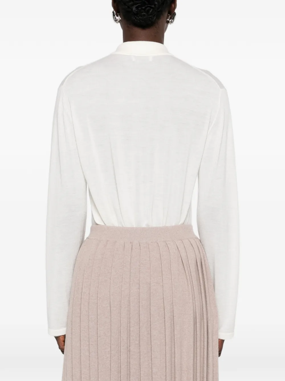 Fabiana Filippi Gebreide midi-plooirok Beige