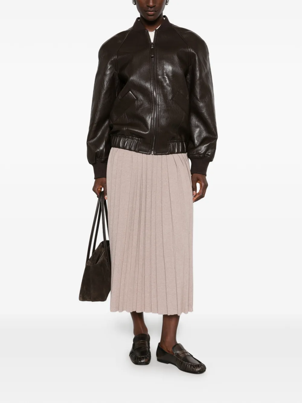 Fabiana Filippi Gebreide midi-plooirok Beige