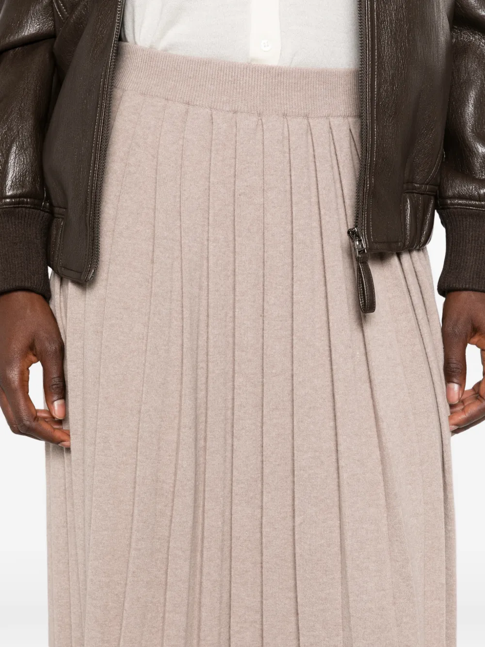 Fabiana Filippi Gebreide midi-plooirok Beige