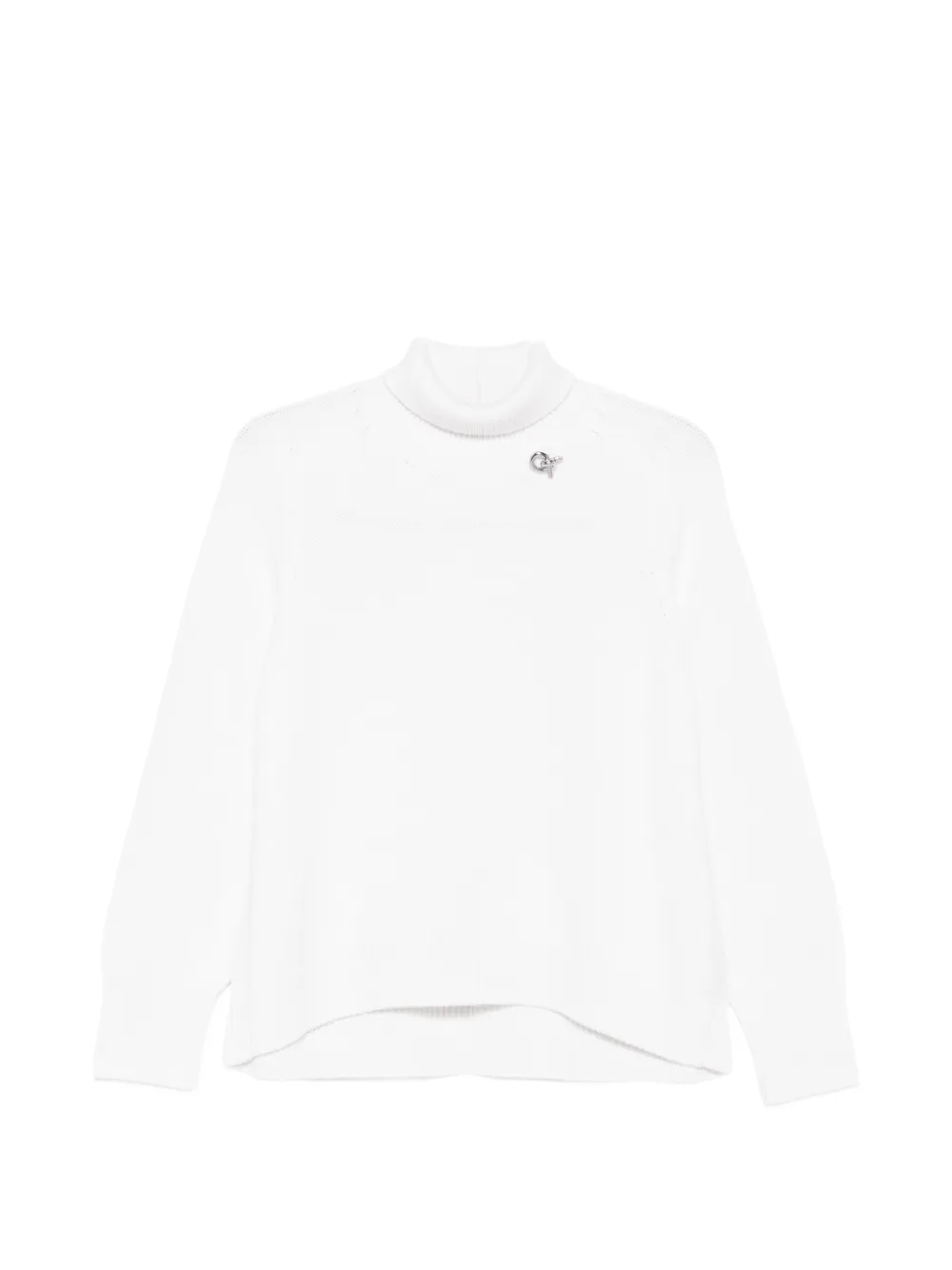 Fabiana Filippi roll-neck brooch-detail sweater - Bianco