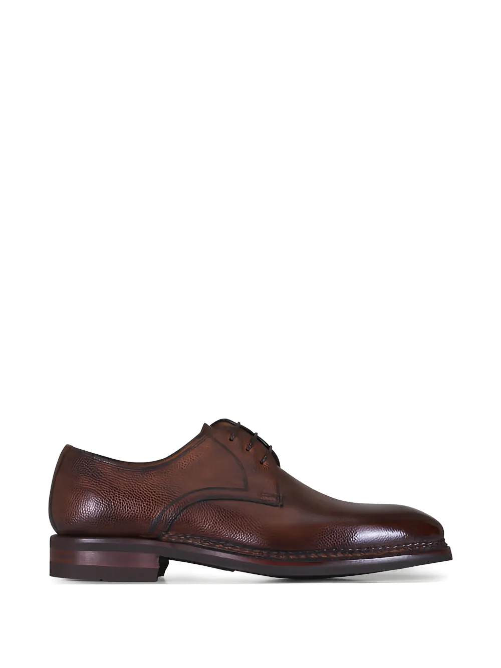 Bontoni Carnera Grained-leather Lace-up Derby Shoes In Brown